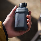 grey blue outdoor battery with 10000mah of energy - rechargeable portable power bank for the outdoors 