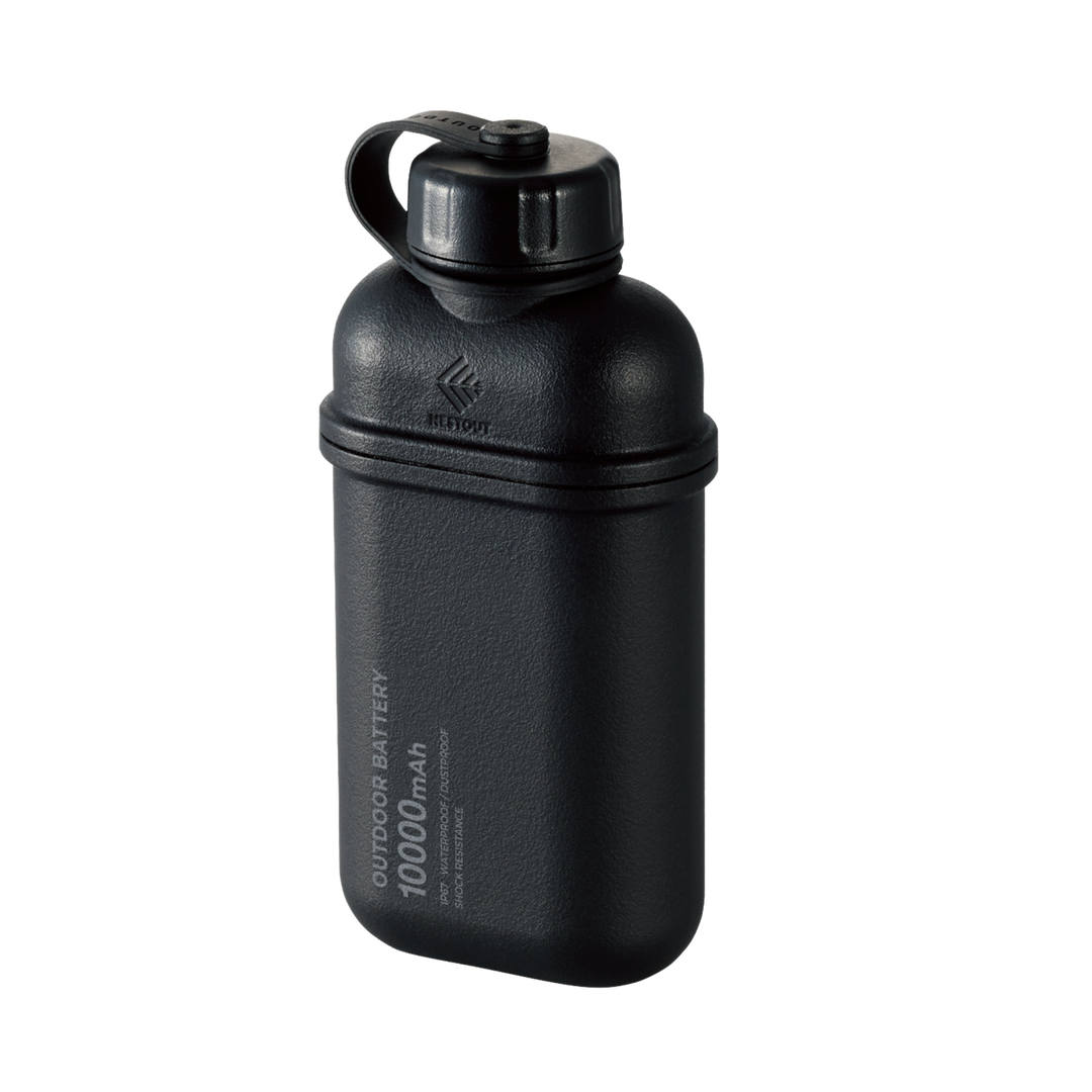 black 10000mAh battery with usb-c and usb-a ports - charge up to 2 devices at once - vintage canteen charger