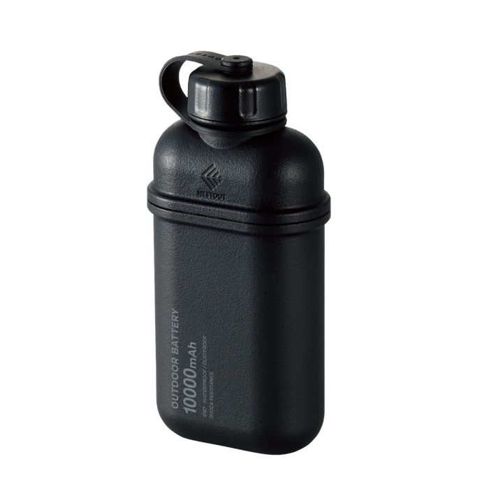 black 10000mAh battery with usb-c and usb-a ports - charge up to 2 devices at once - vintage canteen charger