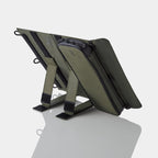 back view of NESTOUT solar panel camping charger with Velcro stand and zip up pouch - solar power generator