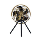 back view of NESTOUT beige outdoor fan on a tripod | white background