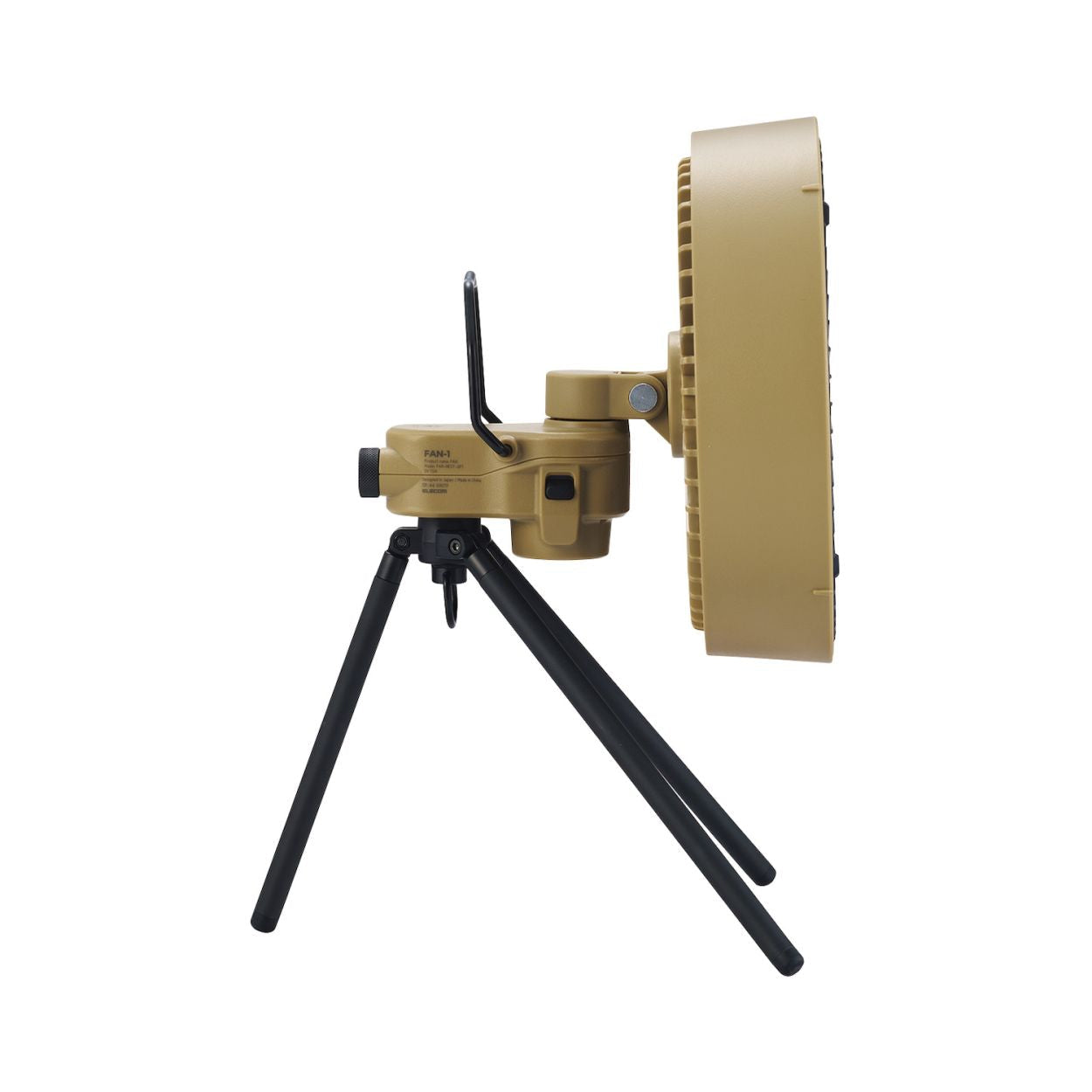 right side view of nesout fan with tripod on white background
